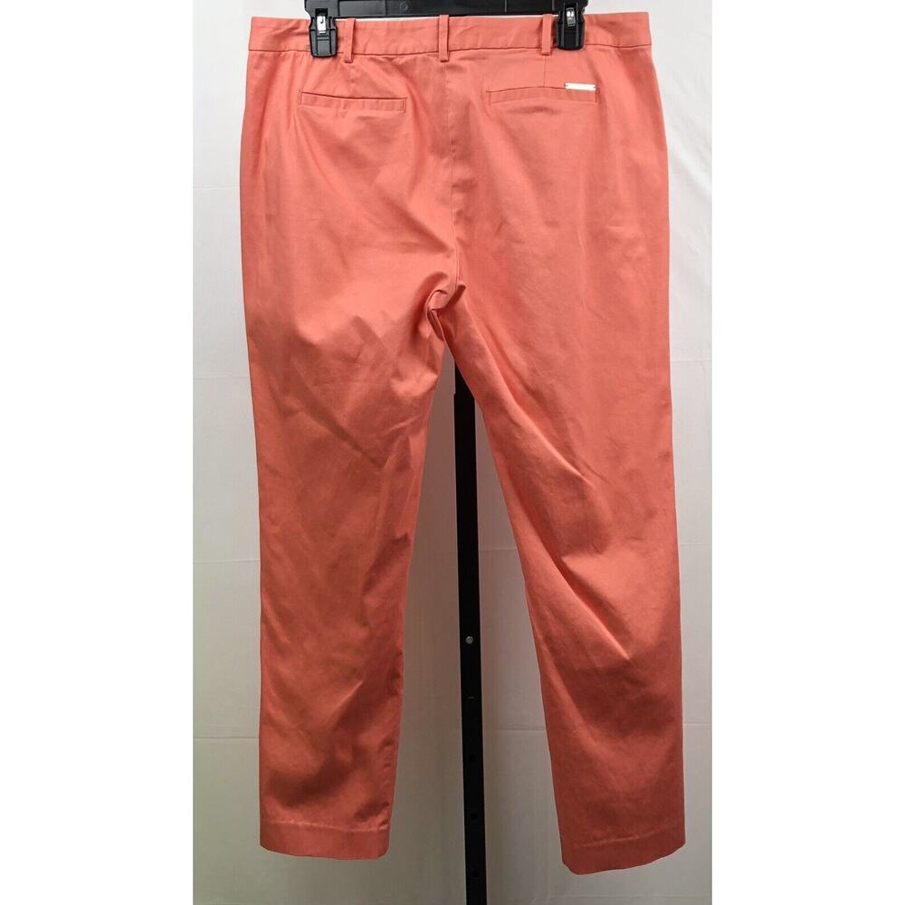 Michael Kors Chino Pants Women 10 Peach Stretch Cotton Trouser Pockets Logo - Picture 3 of 12